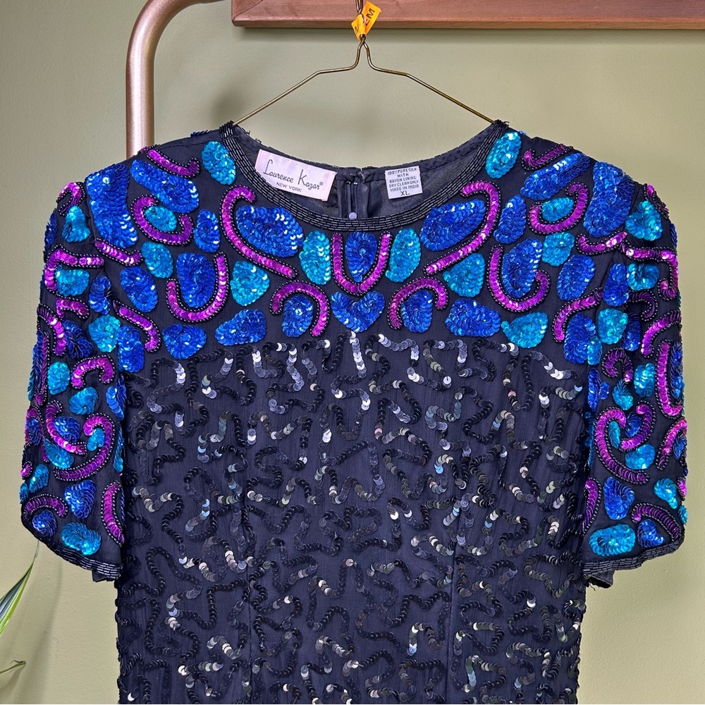 Vintage 90’s Sequin& Beaded Laurence Kazar Cocktail Dress